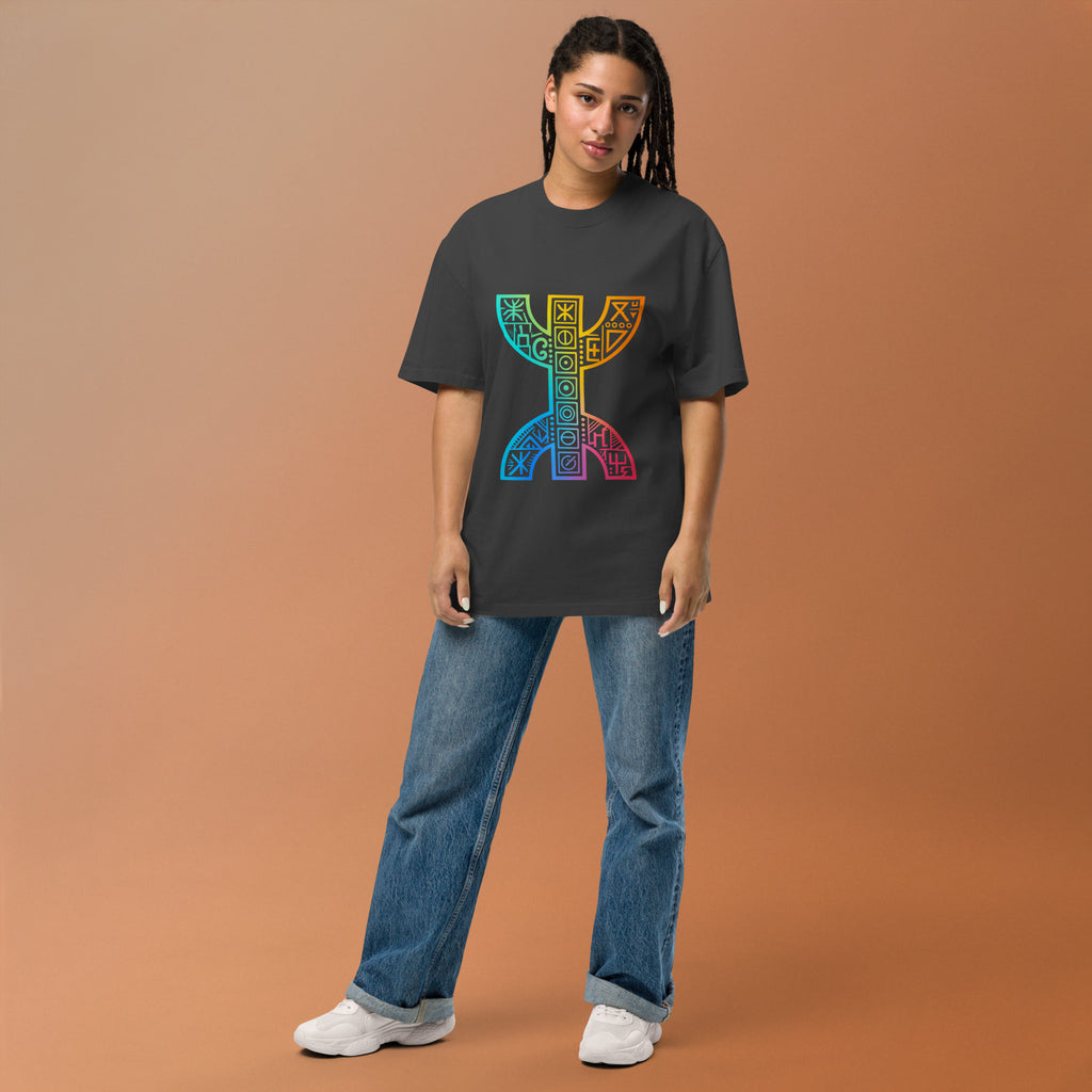 Oversized faded t-shirt, black, front view detail three